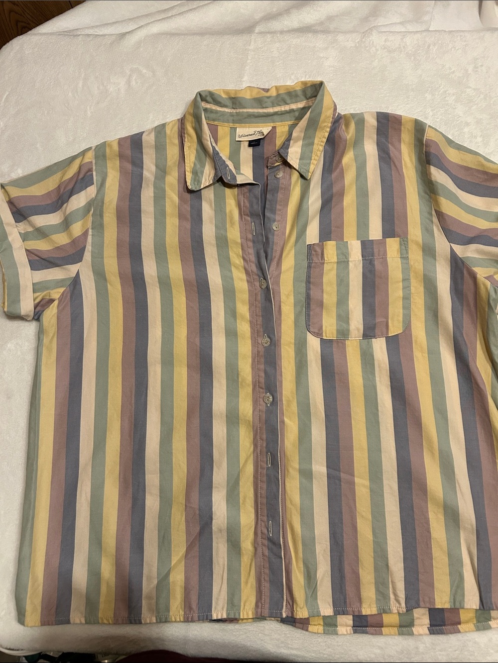 Universal Thread Women's Striped Multicolor Button-Up Shirt Collared L